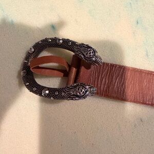 Brown Belt with Silver Buckle GUCCI MENS